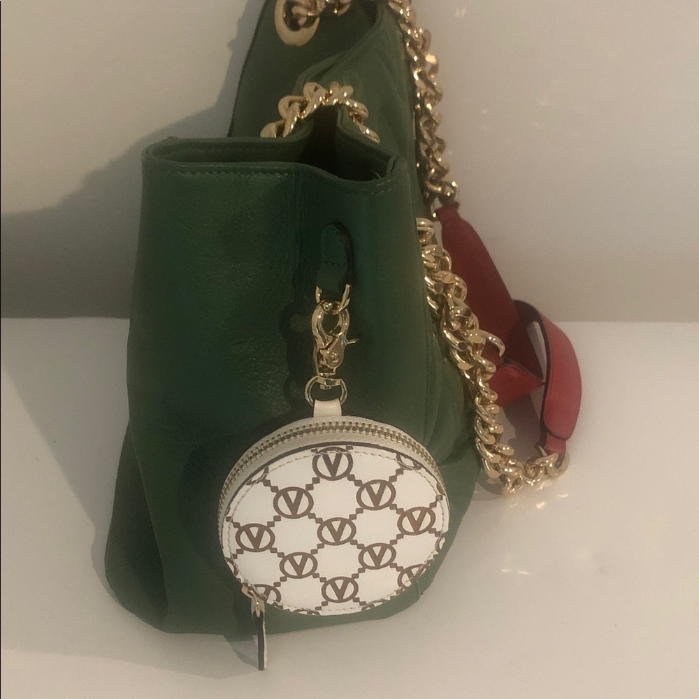 Valentino By Mario Valentino Luisa Diamond Leather Shoulder Bag, Green - Picture 3 of 4